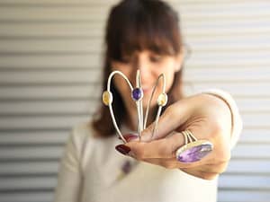 pulsera plata morado amarillo amatista y citrino colección Cuzco