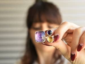 anillo morado dorado plata colección Cuzco