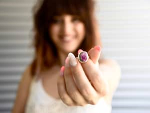 Anillo chuche con rubifucsita rosa de plata Amazonas