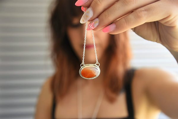 Colección Bolivia (55) collar corto plata cornalina naranja colección Bolivia