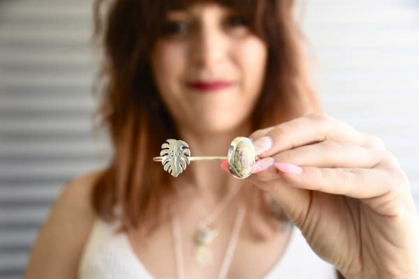 Colección Tropic (23) Brazalete plata con rubifucsita verde Tropic